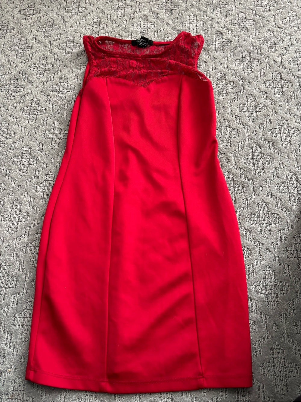 Forever 21 Red Lace Yoke Midi Sheath Dress